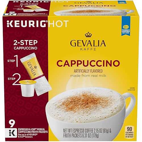 KraftHeinz Gevalia Cappuccino Espresso K-Cup Coffee Pods & Froth Packets (36 Pods and Froth Packets, 4 Packs of 9)