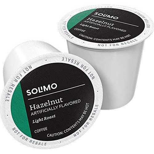 Amazon ブランド - Solimo ライトローストコーヒーポッド、キューリグ 2.0 K カップ ブルワーに対応、ヘーゼルナッツ風味、100 個 (1 個パック) Amazon Brand - Solimo Light Roast Coffee Pods, Compatible with Keurig 2.0 K-Cup Brewers, H
