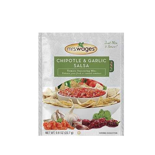 Mrs. Wages Chipotle and Garlic Salsa Seasoning Mix, Quick and Easy, Flavorful Salsa Seasoning, Variety of Uses, Fresh Flavor, 0.8 oz packet (Value Pack of 12)