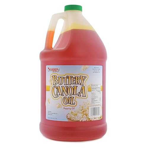 Snappy Buttery Canola Oil, Lower Fat Butter Flavored Popcorn Oil for Popcorn Machine and Stovetops Naturally Colored with Beta Carotene, 1 Gallon Size, Premium Cooking Ingredient