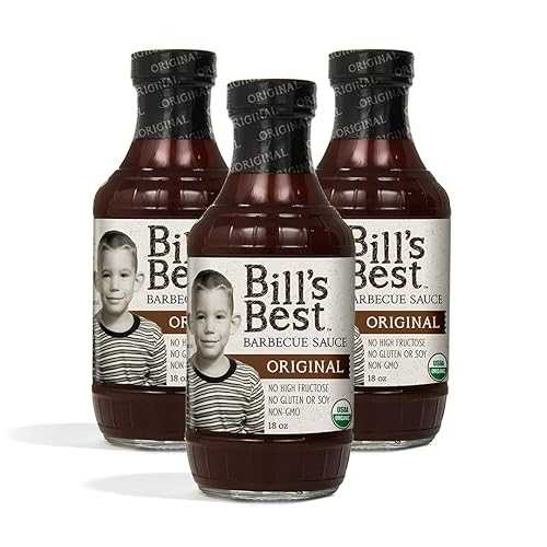 Bill\'s Best Organic BBQ Sauces Bill\'s Best Original BBQ Sauce 3 Pack, Premium Organic Recipe, Sweet & Tangy, Gluten Free, 18 ounce