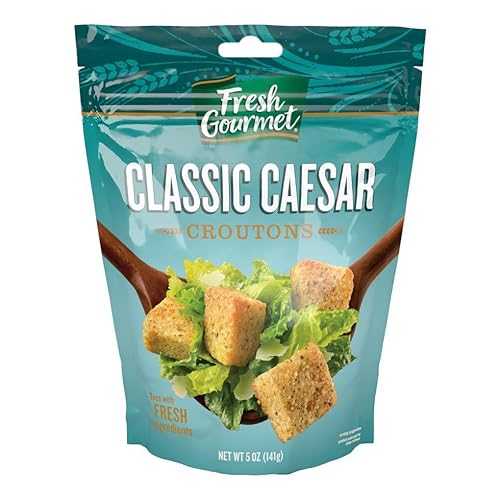 フレッシュグルメ プレミアムクルトン カリカリサラダトッパー、クラシックシーザー、5オンス (6個パック) Fresh Gourmet Premium Croutons Crunchy Salad Topper, Classic Caesar, 5 Ounce (Pack of 6)