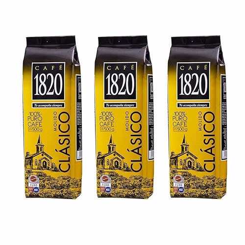 Cafe 1820 Molido - コスタリカ グルメ グラウンド プレミアム コーヒー - 17.6 oz (500 gr) 3 パック Cafe 1820 Molido - Costa Rica Gourmet Ground Premium Coffee - 17.6 oz (500 gr) 3 Pack