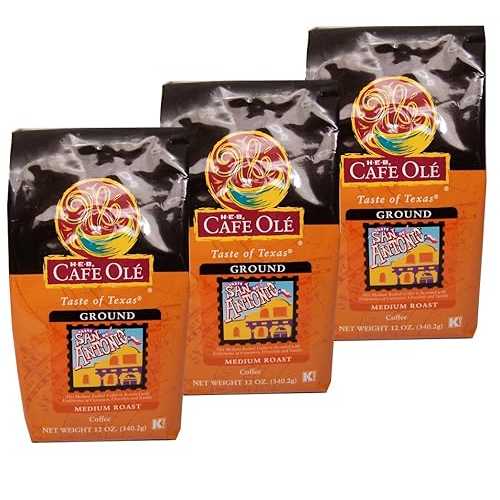 HEB Cafe Ole Ground Coffee 12oz Bag (Pack of 3) (Taste of San Antonio)