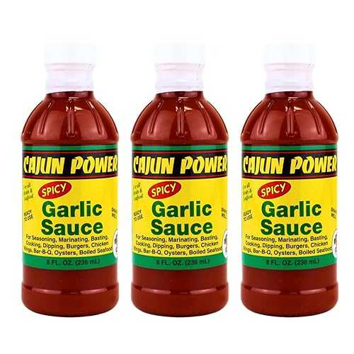 Cajun Power garlic sauce - Authentic Louisiana Flavor, Gourmet Cooking Sauce, Perfect for Cajun Recipes, Marinades, Grilling, and Dipping (3 Pack, Spicy Garlic)