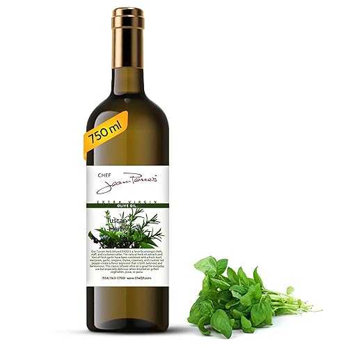 Chef Jean-Pierre's Chef Jean Pierre's Tuscan Herb Olive Oil - Naturally Infused, 750ml (25oz) Glass Bottle - Elevate Your Dishes with a Burst of Flavorful Sophistication