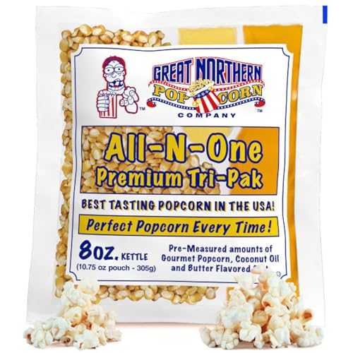 Great Northern Popcorn Company Movie Theater Style 12-Count Popcorn Packs - Pre-Measured 8-Ounce All-in-One Kernel, Salt, Oil Packets for Popping Machines by Great Northern Popcorn