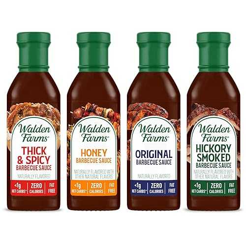 Walden Farms Barbecue Sauce Variety Pack ? Thick & Spicy, Honey, Original & Hickory Smoked BBQ Sauces ? Zero Calorie, Sugar Free, Keto & No Carb ? 4-Pack, 12 oz Bottles
