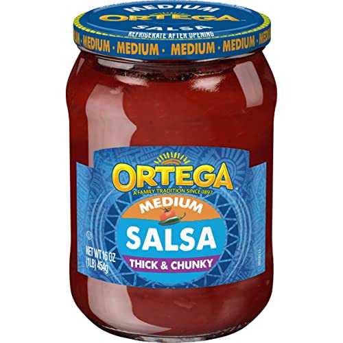 オルテガ シック & チャンキー ミディアム サルサ、16 オンス (12 個パック) Ortega Thick & Chunky Medium Salsa, 16 Ounce (Pack of 12)