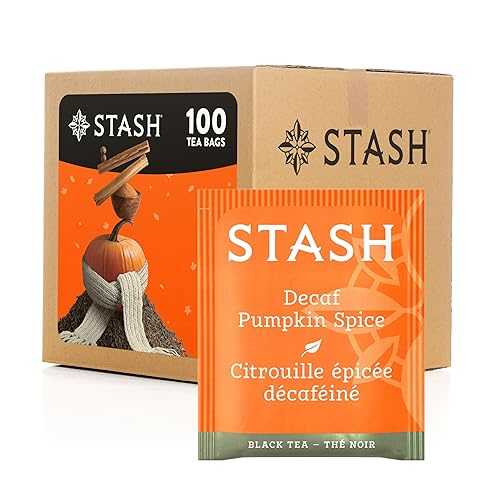 スタッシュ ティー デカフェ パンプキン スパイス紅茶、ティーバッグ 100 個入りボックス Stash Tea Decaf Pumpkin Spice Black Tea, Box of 100 Tea Bags