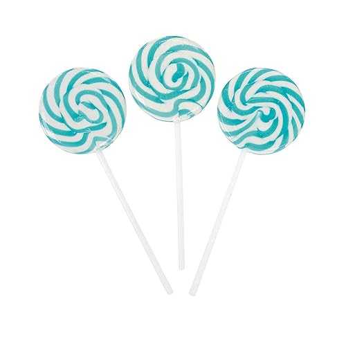 Fun Express Swirl Lollipop Sucker - Bulk Individually Wrapped Pops - Candy Buffets, Graduation Parties, Anniversaries & Weddings, Aqua (Set of 24)