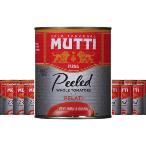 Mutti Whole Peeled Tomatoes (Pelati), 28 oz. / 12 Pack / Italy s #1 Brand of Tomatoes / Fresh Taste for Cooking / Canned Tomatoes / Vegan Friendly & Gluten Free / No Additives or Preservatives