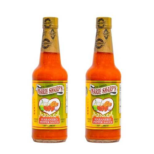 Marie Sharp's Marie Sharp s Fiery Hot Habanero Pepper Sauce, 10 oz Extra Hot Belizean Hot Sauce with Intense Heat & Flavor All-Natural, Gluten-Free (Pack of 2)