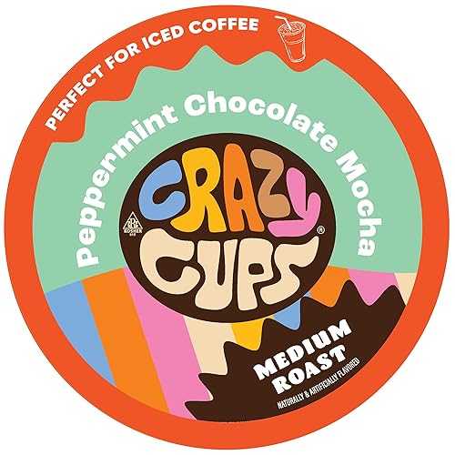 Crazy Cups キューリグ K カップマシン用フレーバーコーヒー、ペパーミントチョコレートモカ、ホットまたはアイスドリンク、シングルサーブ 22 個、リサイクル可能なポッド Crazy Cups Flavored Coffee for Keurig K-Cup Machines, Peppermint Chocolate M