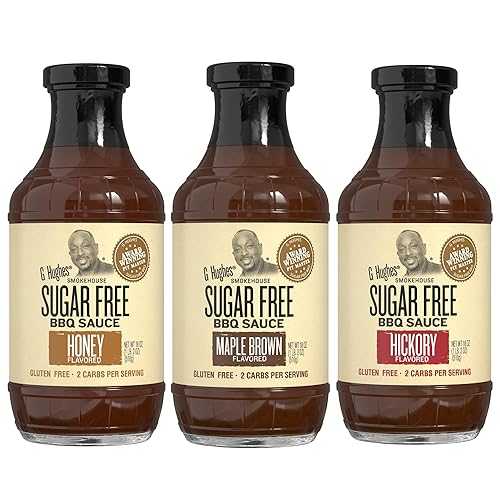 G Hughes Sugar Free, BBQ Sauce Variety Pack - Maple Brown, Honey, & Hickory, Gluten Free Barbecue Sauces, Sugar Free BBQ Sauces, Low Carb Barbecue Sauces - 18 Oz (3-Pack)