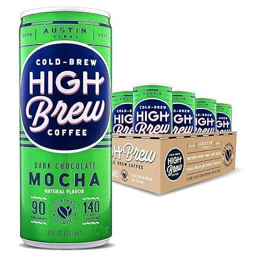 High Brew Coffee, Cold Brew Coffee, Dark Chocolate Mocha, 8 Fl Oz, Ready-To-Drink (Pack of 12)
