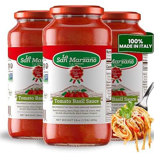 La San Marzano Tomato Basil Sauce, 24 oz, Pasta Sauce Made in Italy, All Purpose Tomato Premium Quality, All Natural, Mediterranean Diet, Non GMO, Vegan, Gluten Free