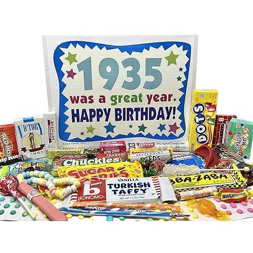 RETRO CANDY YUM ~ 1935 91st Birthday Gift Box of Nostalgic Retro Candy Mix from Childhood for 91 Year Old Man or Woman Born 1935