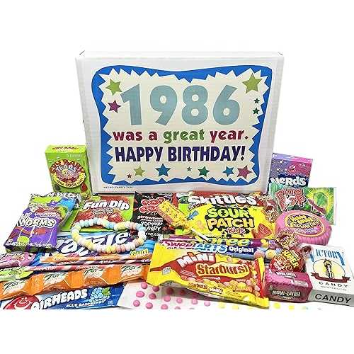 RETRO CANDY YUM ~ 1986 40th Birthday Gift Box of Nostalgic Retro Candy Assortment from Childhood for 40 Year Old Man or Woman Born 1986