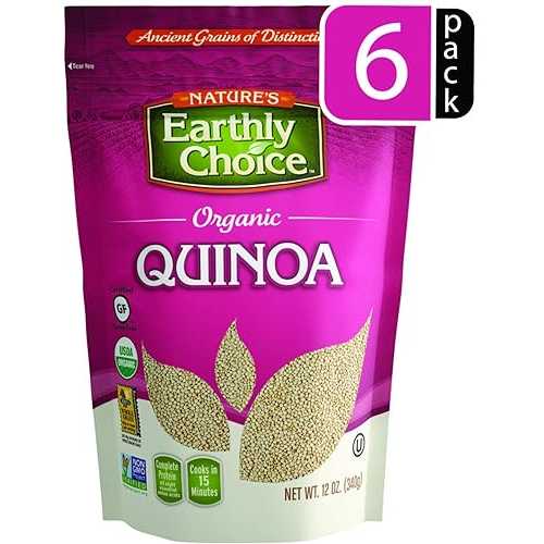Nature's Earthly Choice Organic Premium Quinoa, Complete Protein, Good Source of Fiber & Iron, USDA Certified Organic, Gluten Free & Non-GMO, 12 Ounce (Pack of 6)