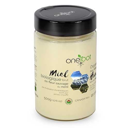 Oneroot 100% Organic Canadian Wildflower Honey - 17.6 Oz/1.1 Lbs, Unheated & Creamed - Nutrient-Rich, Natural Sweetener with Enzymes - Thick & Pure Raw Unfiltered Honey