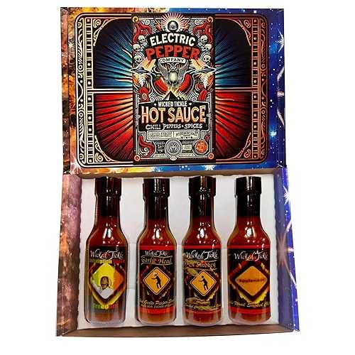 Wicked Tickle Hot Sauce Gift Set ? Medium Heat Sampler, 4 Pack, 5 oz Bottles