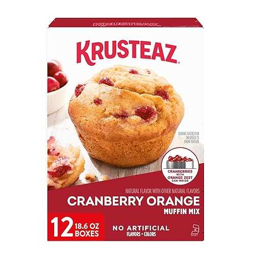Krusteaz Cranberry Orange Muffin Mix, Made with Real Cranberries & Orange Zest, 18.6 oz Boxes (Pack of 12)