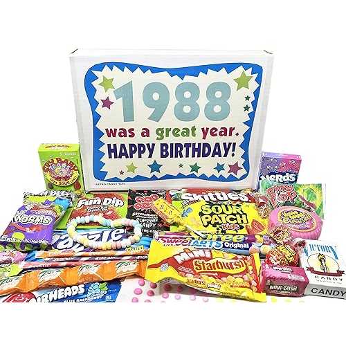 RETRO CANDY YUM ~ 1988 38th Birthday Gift Box of Nostalgic Candy from Childhood for 38 Year Old Man or Woman Born 1988