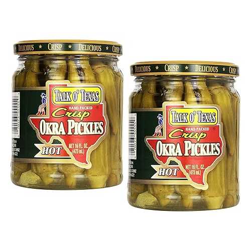 Talk O テキサスオクラピクルス、ホット、16 オンス (2 個パック) Talk O Texas Okra Pickles, Hot, 16 oz (Pack of 2)