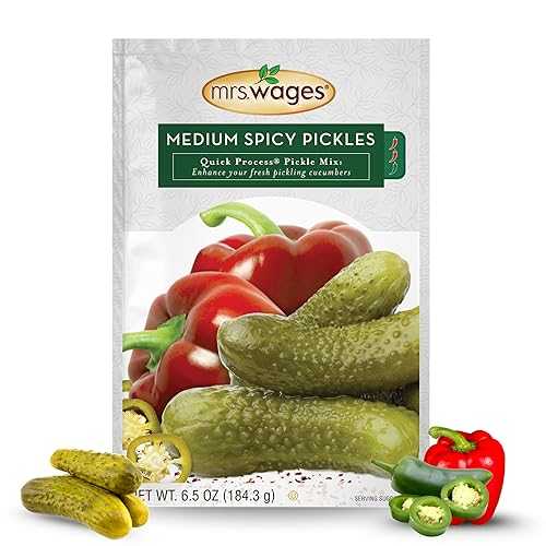 Mrs. Wages Medium Spicy Pickles Quick Process Mix, Quick and Easy, Simple-To-Use, Flavorful Spice, Easy Way to Make Pickles| Great Snack, 6.5 oz Packet (Value Pack of 12)