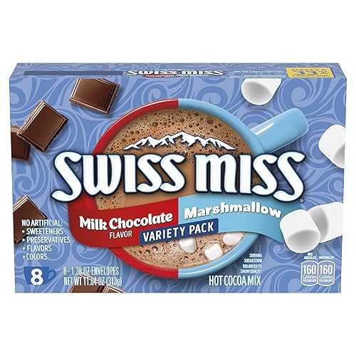 Swiss Miss Variety Pack Milk Chocolate & Marshmallow Flavored Hot Cocoa Mix, Hot Cocoa Bar Supplies, 1.38 oz., 8-Count Envelopes (12 Boxes)画像