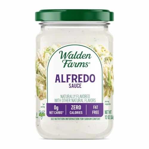 Walden Farms Alfredo Sauce Zero Calorie, Sugar Free, Keto & No Carb Creamy Italian-Style Pasta Sauce 6-Pack, 12 oz Bottles