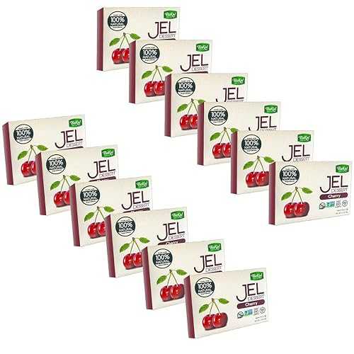 Bakol Jel Dessert - All Natural Vegan Dessert Mix - Kosher - Halal - No Artificial Sweeteners Flavors or Colors ? Cherry Flavor (PACK OF 12)
