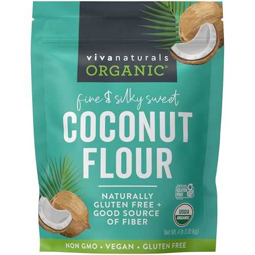 Viva Naturals Organic Coconut Flour, 4 lbs (1.81 kg) Gluten Free Flour for Keto, Paleo & Vegan Baking, Good Source of Fiber, Low Fat, Non-GMO, Unbleached & Unrefined画像