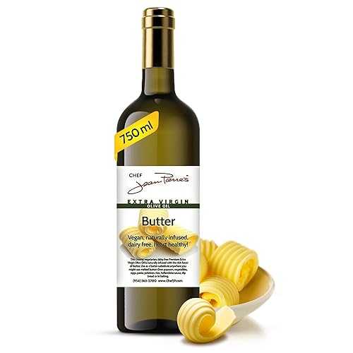 Chef Jean-Pierre's Chef Jean Pierre's Butter Olive Oil - Naturally Infused, 750ml (25oz) Glass Bottle - Elevate Your Dishes with a Burst of Flavorful Sophistication
