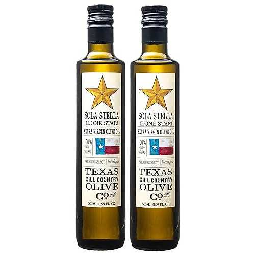 TEXAS HILL COUNTRY OLIVE CO. Sola Stella Extra Virgin Olive Oil - Cold Pressed Gourmet EVOO Olive Oil - Uniquely Smooth & Buttery - Perfect for Cooking Baking & Finishing - Award Winning & Made in Texas (16.9 oz画像