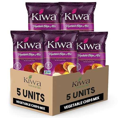 Kiwa Vegetable Chips Mix 5-Pack ? Gluten-Free, Vegan, Kosher, Non-GMO Snack ? Made with Cassava, Parsnip, Sweet Potato, Plantain & Beetroot ? 5.25oz Bags (5 Count)