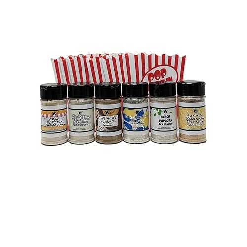June Moon Spice Company Premium | POPCORN SEASONING | Variety 6 Pack | Parmesan Rosemary | Lemon Parmesan | Taco | Cinnamon Sugar | Smoked Parmesan | Ranch | 6 POPCORN BAGS Included!