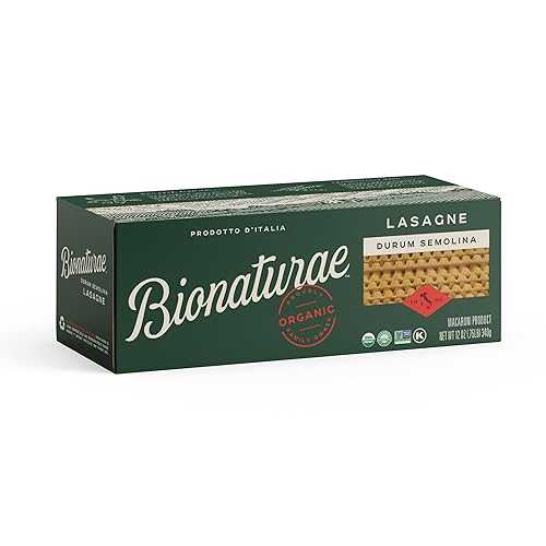 Bionaturae Lasagna Pasta Noodles - Durum Semolina Pasta, Kosher Certified, High Protein, Non-GMO, USDA Certified, Durum Semolina Lasagna, Lasagna Pasta Organic, Crafted in Italy - 12 Oz, 12 Pack|Glomarket