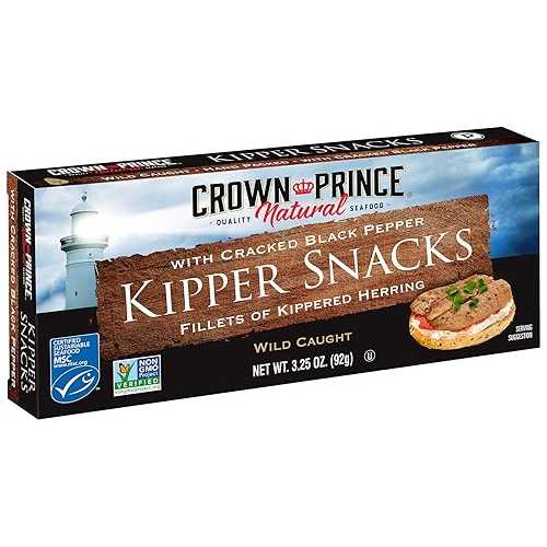 Crown Prince ナチュラルキッパースナック ひび割れブラックペッパー入り 3.25オンス缶 (18個パック) Crown Prince Natural Kipper Snacks with Cracked Black Pepper, 3.25 Ounce Cans (Pack of 18)