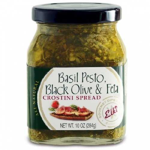 Elki's グルメ バジル ペスト カラマタ オリーブとフェタ クロスティーニ スプレッド、10 オンス Elki's Gourmet Basil Pesto Kalamata Olive and Feta Crostini Spread, 10 Ounce