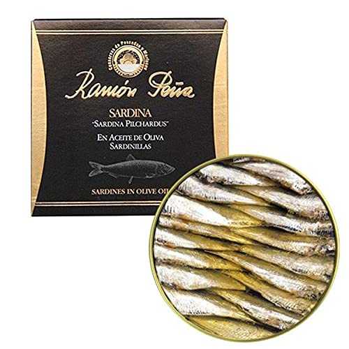 Ramon Pena Canned Sardines in Olive Oil / 25/30 Sardines Per Tin / 1 x 130g Can