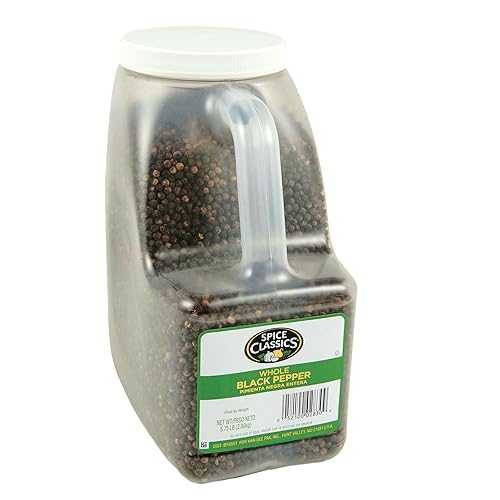 Spice Classics Whole Black Pepper, 5.75 lb - One 5.75 Pound Container of Bulk Whole Black Pepper, Perfect for Grinder Refills