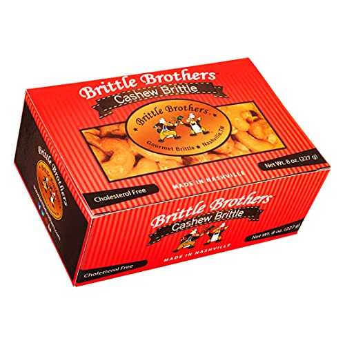 Brittle Brothers Cashew Brittle - 8 oz. Box : Voted #1-4x’s more Nuts - Gift Pack Cashew Pecan Bacon Corporate Christmas Mother Father Chocolate