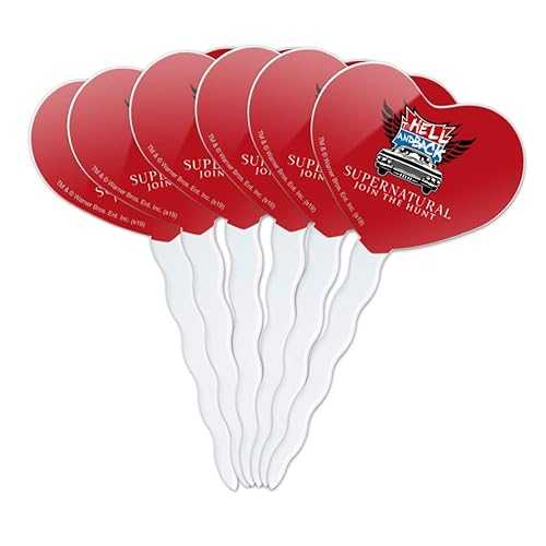 GRAPHICS & MORE Supernatural To Hell and Back Heart Love Cupcake Picks Toppers Decoration Set of 6画像