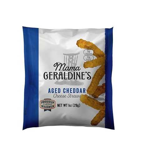 Mama Geraldine's - Aged Cheddar Cheese Straws - 1 Ounce Bag, 24 Pack - Crisps, Chips, Gourmet Baked Snacks, Bite Sized Cheese Straw Snacks for Appetizer