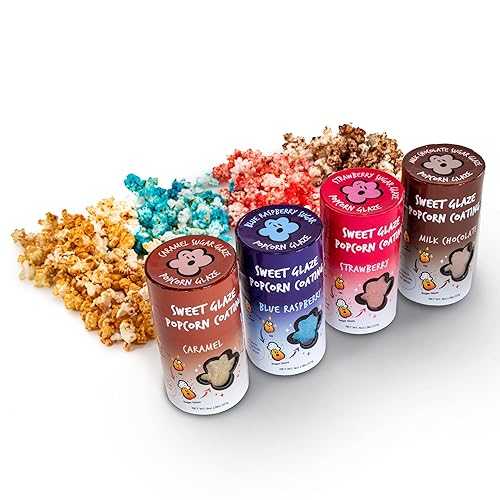Gourmet Popcorn Topping Variety Pack - Wabash Valley Farms 4 Pack of Popcorn Flavoring Glaze, Popcorn Seasoning for Caramel Popcorn, Sweet Popcorn Toppings, Sweet Alternative to Popcorn Salt Seasoning
