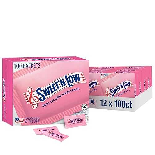 Sweet'N Low Zero Calorie Sweetener Packets, 100 Ct Box, 12 Pack, Kosher & Gluten Free, Low Glycemic Index, Individual Tea and Coffee Sweetener Packets