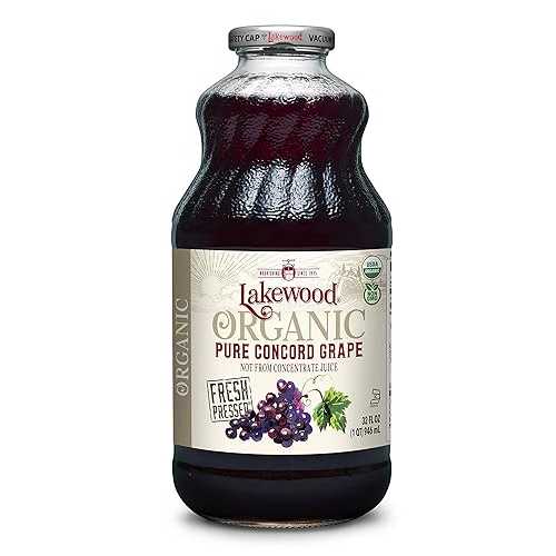 Lakewood オーガニック PURE コンコード グレープ ジュース、32 液量オンス、6 個パック Lakewood Organic PURE Concord Grape Juice, 32 Fl Oz, Pack of 6