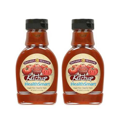 Nature's Hollow HealthSmart Sugar Free Ketchup: No Sugar Added, Low Calorie, Keto, Gluten Free, Low Sodium, Xylitol-Sweetened, Diabetic & Low-Calorie Diets 8oz (2pack)
